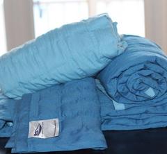 Bundle of blue blankets