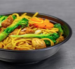 Plate of noodles and vegetables