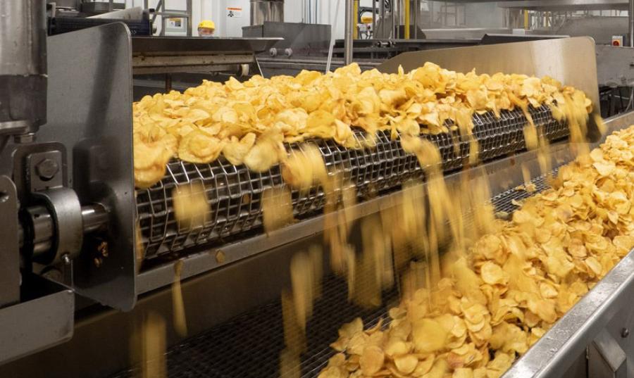 Chips on a conveyer belt