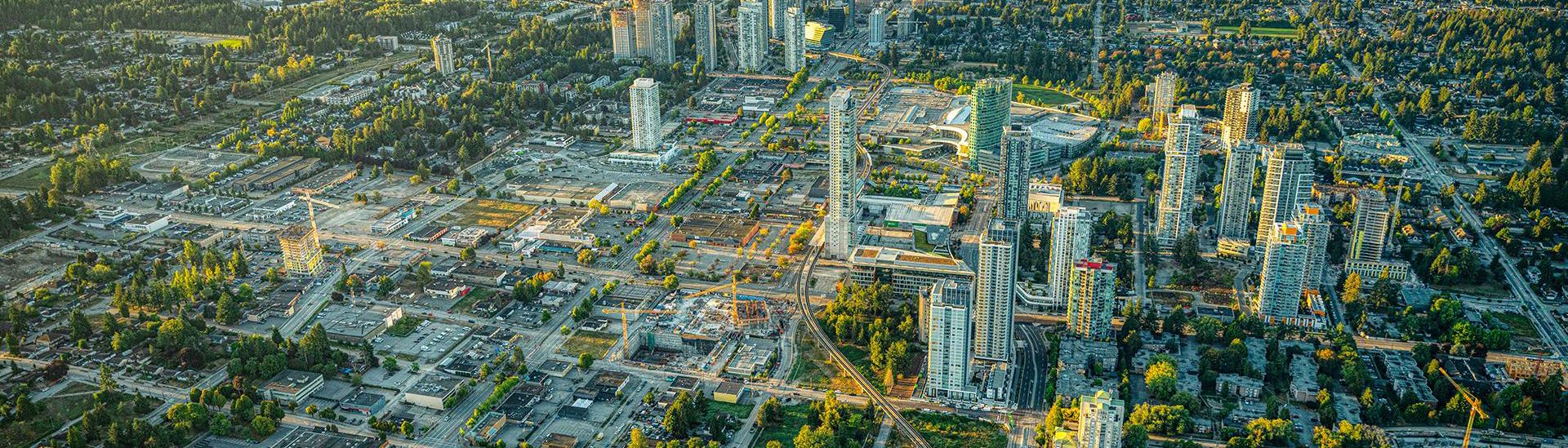 Aerial view of Surrey city centre